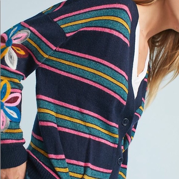 SOLD NWT anthro brand Moth Felted Posy Cardigan - Picture 2 of 8